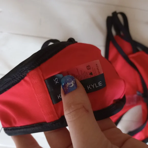 Kendall and Kylie Red and Black Strappy Bikini - Picture 5 of 5